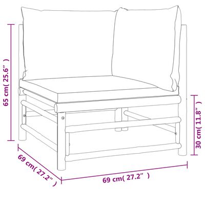 vidaXL 11-tlg. Garten-Lounge-Set mit Hellgrauen Kissen Bambus