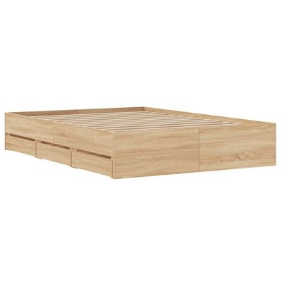 vidaXL Bettgestell mit Schubladen Sonoma-Eiche 135x190cm Holzwerkstoff