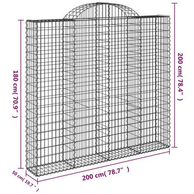 vidaXL Gabionen mit Hochbogen 13Stk. 200x50x180/200cm Verzinktes Eisen