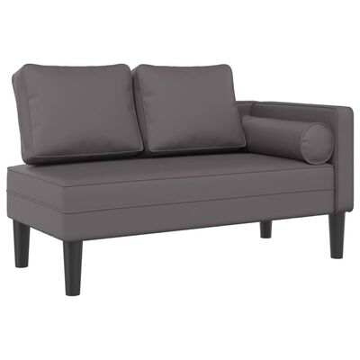 vidaXL Chaiselongue mit Kissen Grau Kunstleder