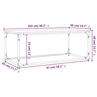 vidaXL Couchtisch Grau Sonoma 102x50x40 cm Holzwerkstoff und Eisen