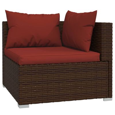 vidaXL 13-tlg. Garten-Lounge-Set mit Kissen Braun Poly Rattan