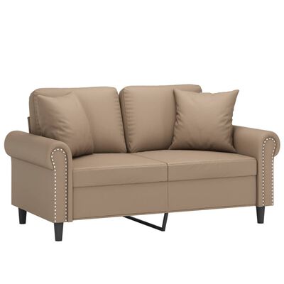 vidaXL 2-Sitzer-Sofa mit Zierkissen Cappuccino-Braun 120 cm Kunstleder