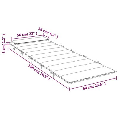 vidaXL Sonnenliegen-Auflage Beige 180x60x3 cm Oxford-Gewebe