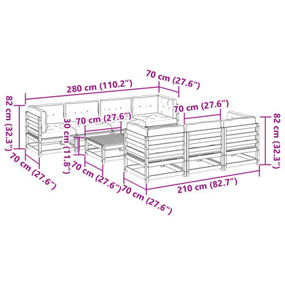 vidaXL 8-tlg. Garten-Sofagarnitur mit Kissen Massivholz Douglasie