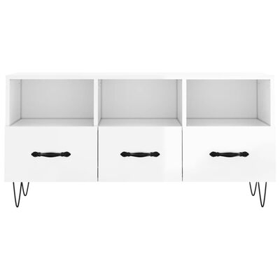 vidaXL TV-Schrank Hochglanz-Weiß 102x36x50 cm Holzwerkstoff