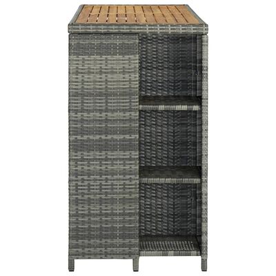 vidaXL Bartisch mit Regal Grau 120x60x110 cm Poly Rattan