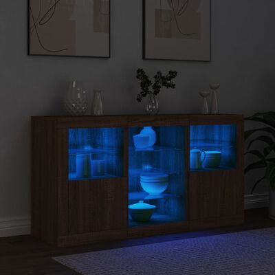 vidaXL Sideboard mit LED-Leuchten Braun Eichen-Optik 123x37x67 cm