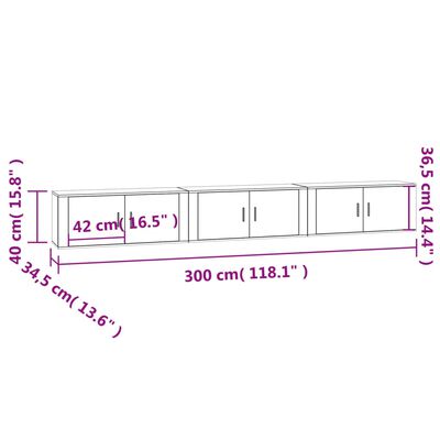 vidaXL TV-Wandschränke 3 Stk. Weiß 100x34,5x40 cm