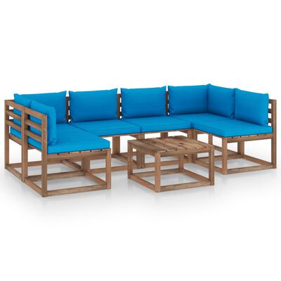 vidaXL 7-tlg. Garten-Lounge-Set aus Paletten mit Kissen Kiefernholz