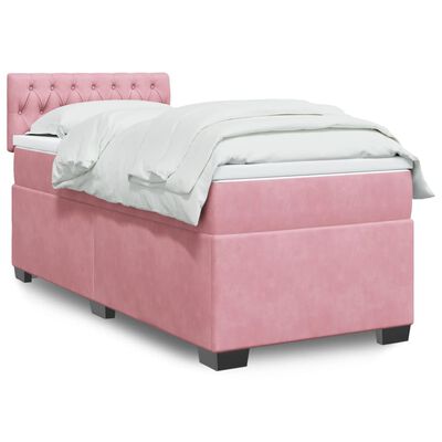 vidaXL Boxspringbett mit Matratze Rosa 90x190 cm Samt