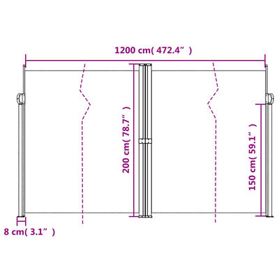 vidaXL Seitenmarkise Ausziehbar Blau 200x1200 cm