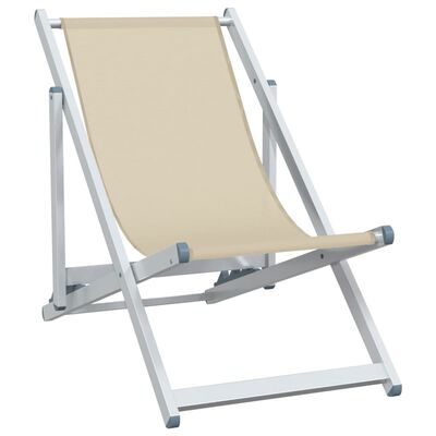 vidaXL Strandstühle 2 Stk. Klappbar Creme Aluminium und Textilene