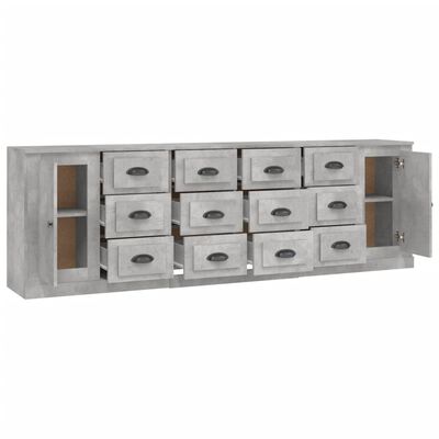 vidaXL Sideboards 3 Stk. Betongrau Holzwerkstoff