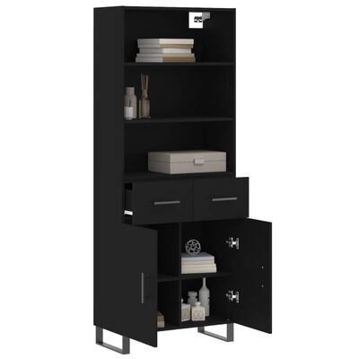 vidaXL Highboard Schwarz 69,5x34x180 cm Holzwerkstoff