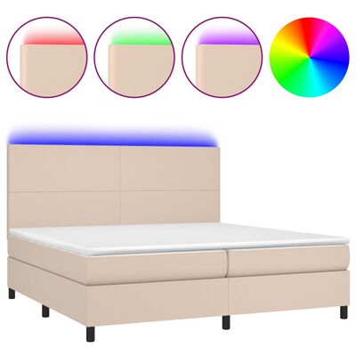 vidaXL Boxspringbett mit Matratze & LED Cappuccino-Braun 200x200cm