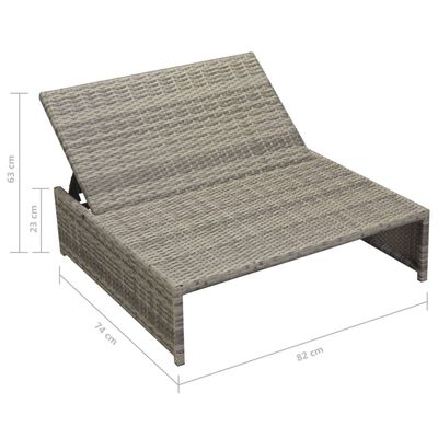 vidaXL 5-tlg. Garten-Lounge-Set mit Auflagen Poly Rattan Grau