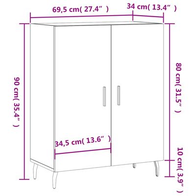 vidaXL Sideboard Weiß 69,5x34x90 cm Holzwerkstoff