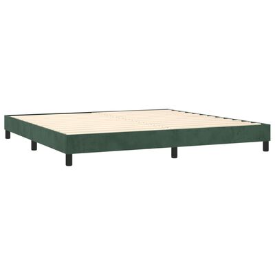 vidaXL Boxspringbett mit Matratze & LED Dunkelgrün 200x200 cm Samt