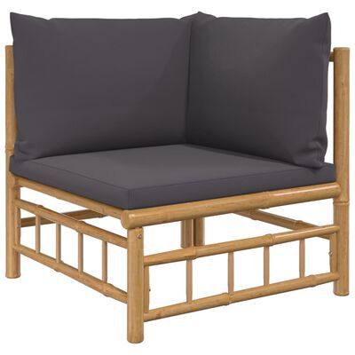 vidaXL 8-tlg. Garten-Lounge-Set mit Dunkelgrauen Kissen Bambus