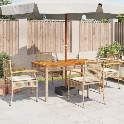 vidaXL Gartenstühle mit Kissen 4 Stk. Beige Poly Rattan Akazienholz