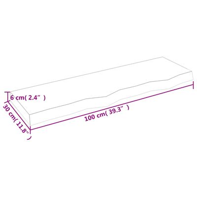 vidaXL Waschtischplatte 100x30x(2-6) cm Massivholz Unbehandelt