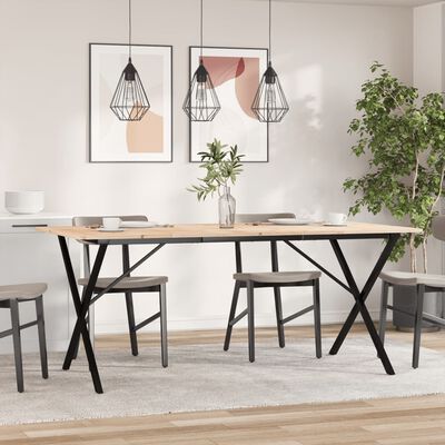 vidaXL Esstisch X-Gestell 180x90x75 cm Massivholz Kiefer und Gusseisen