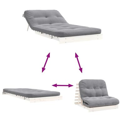 vidaXL Futon Schlafsofa mit Matratze Weiß 100x206x11 cm Kiefernholz