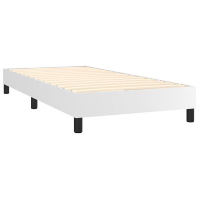 vidaXL Boxspringbett mit Matratze & LED Weiß 100x200 cm Kunstleder