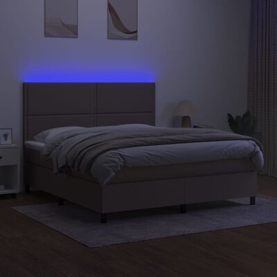 vidaXL Boxspringbett mit Matratze & LED Taupe 180x200 cm Stoff