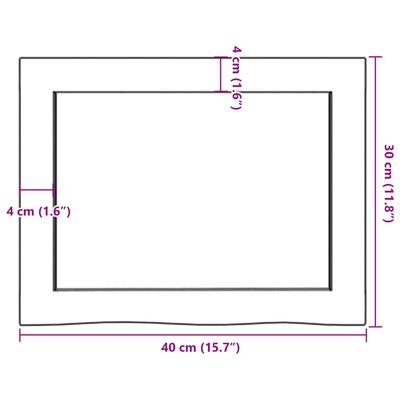 vidaXL Waschtischplatte Dunkelbraun 40x30x(2-6)cm Massivholz Behandelt