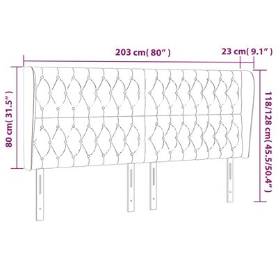 vidaXL Kopfteil mit Ohren Hellgrau 203x23x118/128 cm Stoff