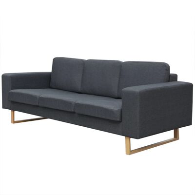 vidaXL Sofa 3-Sitzer Stoff Dunkelgrau