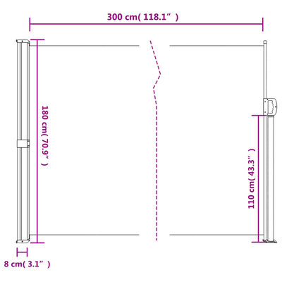 vidaXL Seitenmarkise Ausziehbar Terrakottarot 180x300 cm