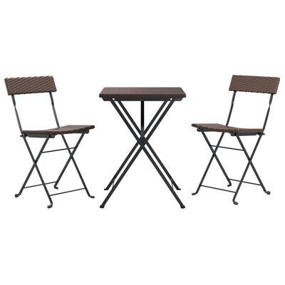 vidaXL 3-tlg. Bistro-Set Klappbar Braun Poly Rattan