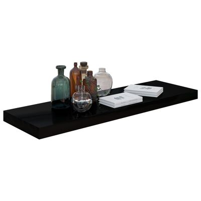 vidaXL Schweberegale 4 Stk. Hochglanz-Schwarz 80x23,5x3,8 cm MDF