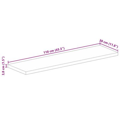 vidaXL Tischplatte 110x30x3,8 cm Rechteckig Altholz Massiv