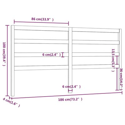 vidaXL Kopfteil Weiß 186x4x100 cm Massivholz Kiefer