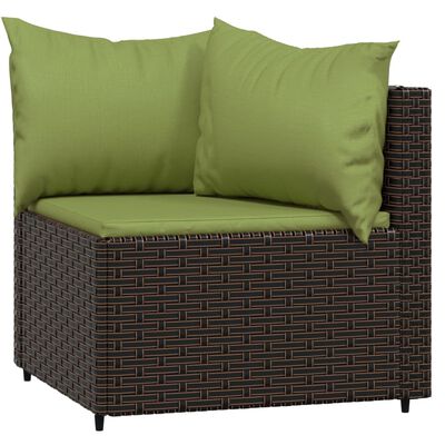 vidaXL Garten-Ecksofas mit Kissen 2 Stk. Braun Poly Rattan