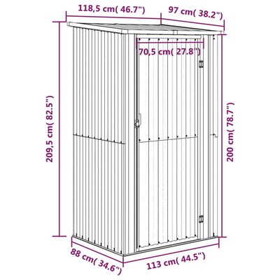 vidaXL Geräteschuppen Grün 118,5x97x209,5 cm Verzinkter Stahl