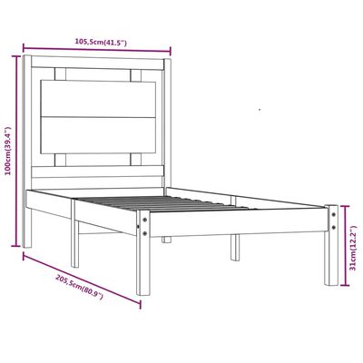 vidaXL Massivholzbett Honigbraun 100x200 cm