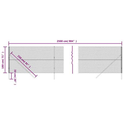 vidaXL Maschendrahtzaun Grün 1,8x25 m