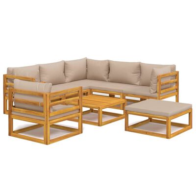 vidaXL 8-tlg. Garten-Lounge-Set mit Taupe Kissen Massivholz