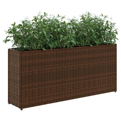 vidaXL Pflanzkübel mit 2 Töpfen 2 Stk. Braun 90x20x40 cm Poly Rattan