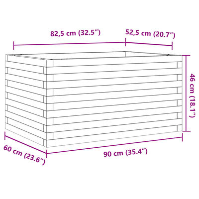 vidaXL Pflanzkübel Wachsbraun 90x60x46 cm Massivholz Kiefer