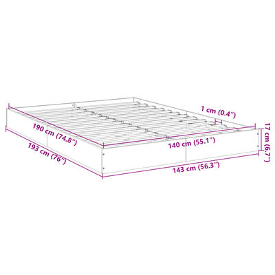 vidaXL Bettgestell ohne Matratze Räuchereiche 140x190 cm Holzwerkstoff