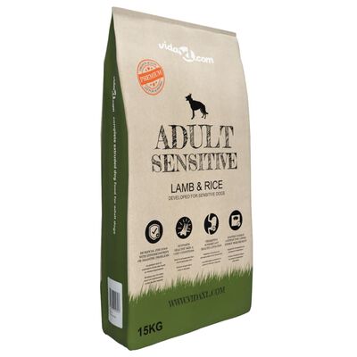 vidaXL Trockenfutter für Hunde Adult Sensitive Lamb & Rice 15 kg