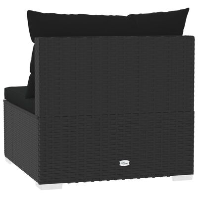 vidaXL 4-Sitzer Sofa mit Kissen Schwarz Poly Rattan