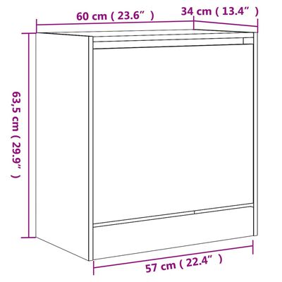 vidaXL Schuhschrank Sonoma-Eiche 60x34x63,5 cm Holzwerkstoff