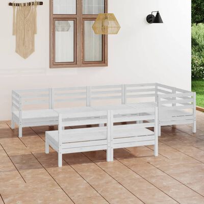 vidaXL 7-tlg. Garten-Lounge-Set Massivholz Kiefer Weiß